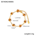 Bohemian floral beaded bracelet in golden titanium steel with orange glass beads - Bracelet - Orange