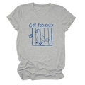 Grey crew neck T-shirt with 'GOT TOO SILLY' duck graphic print for a casual look - S / Light Gray