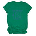 Detail of green cotton T-shirt featuring GOT TOO SILLY blue duck graphic print - Dark Green