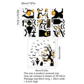 Detail of Halloween wall sticker set featuring pumpkins, bats and dead trees with dimensions - Halloween Theme Style (MS6302-ZY) 30x20cm*6 Pieces/Pack