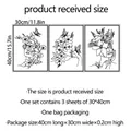 Lot de trois stickers muraux abstraits avec silhouette féminine, papillon et fleurs - Style de Ligne de Fleur de Figure Abstraite (MS540-YW)