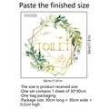 Zelfklevende toiletdeursticker met groene bladeren en gouden lijst decor, 30x30cm - Groene Plant Gouden Frame TOILET Stijl (MS3082-YL) / 30*30cm