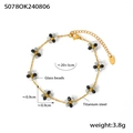 Bohemian beaded flower bracelet made of titanium steel with glass beads for women - Anklet - Black