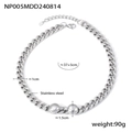 Collana a catena cubana in acciaio inossidabile argento con due perle a specchio lucido - Collana (NP005) / Argento