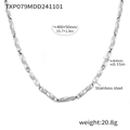 Minimalistische silberne geometrische Gliederkette mit 40cm plus 5cm Verlängerung - Stahl Gedrehte Halskette (TXP079) / Stahlfarben