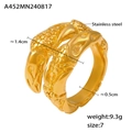 Golden stainless steel adjustable snake scale ring in size 7 with detailed relief texture - US 7 / Gold (A452)
