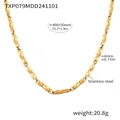Goldene Edelstahlkette mit gedrehten Gliedern, 400+50 mm Länge und 4 mm Breite Details - Gold Gedrehte Halskette (TXP079) / Gold