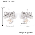 Bowtie earrings with champagne square zircon and titanium steel in 18k gold finish - Steel