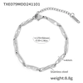 Silbernes Edelstahl-Armband mit gedrehten Gliedern, verstellbarem Verschluss und Anhänger - Stahl Gedrehtes Armband (TXE079) / Stahlfarben