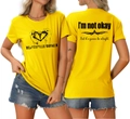 Détails avant et arrière du t-shirt jaune avec imprimés Beautifully Broken et texte - Jaune (Graphique Noir)