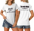 Vues avant et arrière d'un t-shirt blanc avec motif de cœur brisé et texte inspirant - Blanc (Graphique Noir)