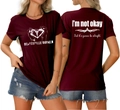 Vues avant et arrière du t-shirt bordeaux avec graphique de cœur et citations - Rouge Vin (Graphique Blanc)