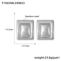 Minimalist silver geometric rectangular earrings in polished stainless steel - Steel