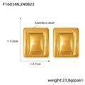 Minimalist 18K gold plated stainless steel chunky rectangular geometric stud earrings - Stainless Steel Geometric Rectangular Stud Earrings / Gold