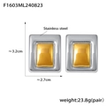 Two-tone rectangular stainless steel earrings in silver and PVD gold finish - Stainless Steel Geometric Rectangular Stud Earrings / Two-tone (Gold & Silver)