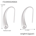 Pendientes de gota de acero de titanio plateado 2,5cm de altura estilo pulido para mujer - Grande / Color acero