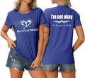 Vues avant et arrière du t-shirt bleu 'Beautifully Broken' avec un short en jean - Bleu Rétro (Graphique Blanc)
