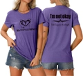Détails avant et arrière d'un t-shirt violet en coton avec imprimé cœur Beautifully Broken - Violet (Graphique Noir)