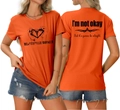 Vues avant et arrière du t-shirt orange avec graphique de cœur et slogans - Orange (Graphique Noir)