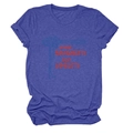 Detail of blue heather texture fabric and red spaghetti graphic print on t-shirt - S / Vintage Blue