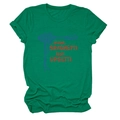 Detailed view of more spaghetti less upsetti slogan printed on green cotton t-shirt - S / Dark Green