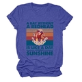 Détail du t-shirt chiné violet avec impression graphique vintage A DAY WITHOUT A REDHEAD - Bleu Vintage