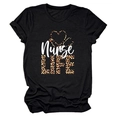 Détail du motif Nurse Life avec imprimé léopard et stéthoscope sur un t-shirt noir - Noir (Texte Blanc)