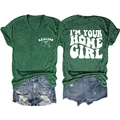 Detail of green heather V-neck T-shirt with Realtor prints and retro back design - Vintage Green (White Print)