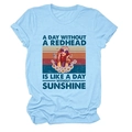 T-shirt bleu clair col rond avec graphique rétro et slogan sur le thème soleil - Bleu clair