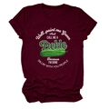 Detail of burgundy T-shirt showing green pickle illustration and humorous white typography - Wine Red (White Text)
