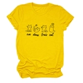 Close-up of cute cartoon cats and slogan print on a soft yellow cotton t-shirt - Yellow (Black Font)