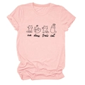 Detail of pink crew neck T-shirt with cartoon cat graphic and un deux trois cat print - Pink (Black Print)