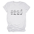 Detail showing hand-drawn black cats and un deux trois text print on a white cotton T-shirt - White (Black Font)