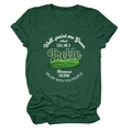 Detail of dark green cotton T-shirt featuring pickle graphic and humorous text print - Retro Green (White Text)
