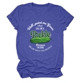 Detail of navy blue t-shirt featuring a cartoon pickle graphic and funny slogan print - Retro Blue (White Text)