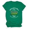 Detail of funny pickle graphic and text on a green cotton crew neck T-shirt - Ink Green (White Text)