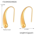 Elegantes pendientes de gota en acero de titanio chapado en oro de 18k de diseño sencillo - Grande / Dorado