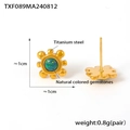 Orecchini vintage a girasole in acciaio al titanio con pietre preziose blu-verdi - Orecchini a Girasole Dorati (TXF089)