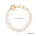 Elegante pulsera de perlas barrocas con cadena de clip dorada, 21 cm de largo y 10,5 g - Estilo de Retazos con Cierre de Marinero (S2003-15)