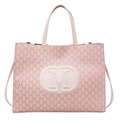 Bolso tote rosa de cuero con estampado M y logotipo en relieve para uso diario - Rosa