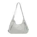 Light mint green nylon hobo shoulder bag with dual front zippers and adjustable strap - No Pendant / Green