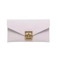 Schicke rosa Umschlagtasche mit goldenem geometrischem Drehverschluss und Kreuzstruktur - Weiß