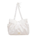 Bolso tote plisado blanco minimalista con diseño de correa de hombro anudada - Blanco