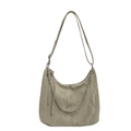 Minimalist khaki hobo tote bag with stylish shoulder strap and silver chain detail - Khaki