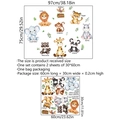 Cartoon animal wall stickers set featuring lion elephant panda and green leaves decor - Jungle Animals Style (MS4324-ZC)