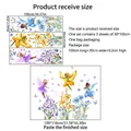 Tabla de tallas de pegatinas de hadas y flores con dimensiones del paquete y acabado - MS8536-NH Hada de las Flores y Flores