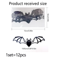 3D Fledermaus Wandaufkleber Set für Halloween Deko 12 Stück reflektierendes PVC Dekor - Pj4001