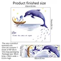 Tableau des tailles pour stickers muraux chat requin montrant les dimensions 83x74cm et 90x30cm - Style Dauphin et Chat Nuit Étoilée Rêveuse (MS433-YW(30*90cm))