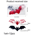Detail of 12pcs 3D laser glitter bat wall stickers for Halloween decor in red and black - Laser Red Plus Glossy Black Style (PJ4004-ZC)