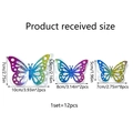 12pcs 3D rainbow gradient laser-cut butterfly wall decals with glitter effect in 3 sizes - Laser Rainbow Style (YH417A)